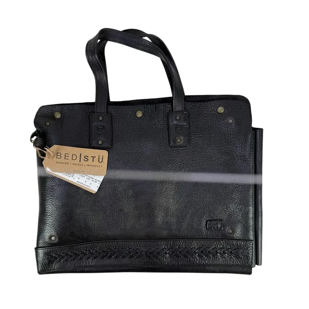 Bed Stu Commuter Laptop Bag Black‎ Leather Messenger Tote 15 Inch Unisex